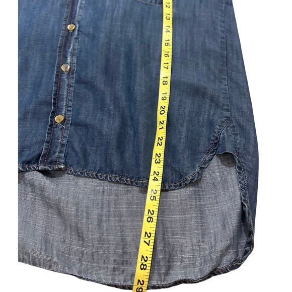 Bella Dahl Chambray Hi Lo Long Sleeve Button Up Top Shirt, size M - Picture 5 of 7